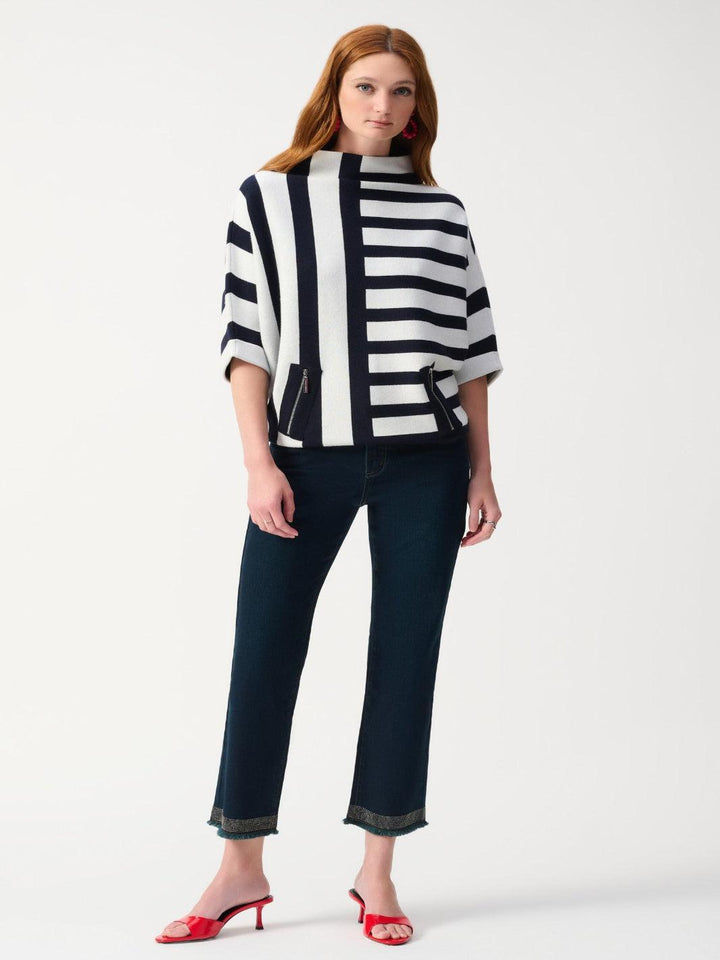 Joseph Ribkoff Relaxed Fit Striped Top In Midnight Blue/Vanilla 251933-Nicola Ross