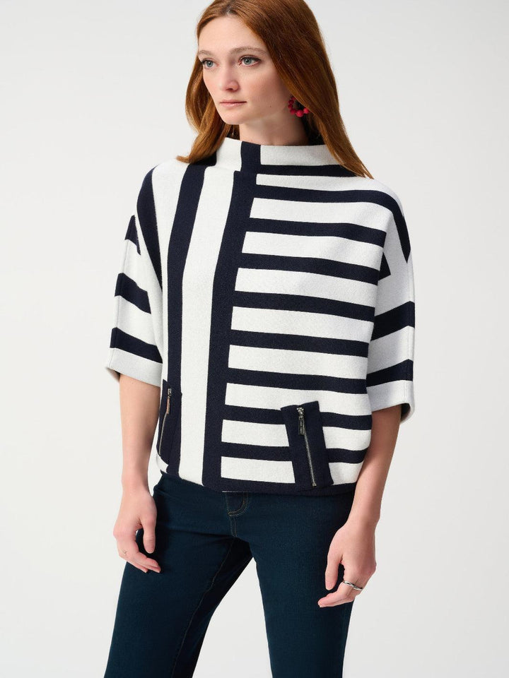 Joseph Ribkoff Relaxed Fit Striped Top In Midnight Blue/Vanilla 251933-Nicola Ross