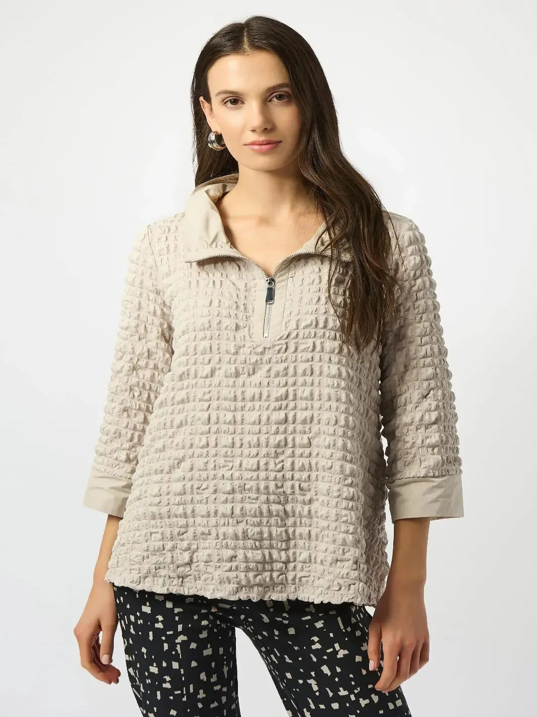 Joseph Ribkoff Relaxed Fit Zipper Top In Moonstone 253070-Nicola Ross