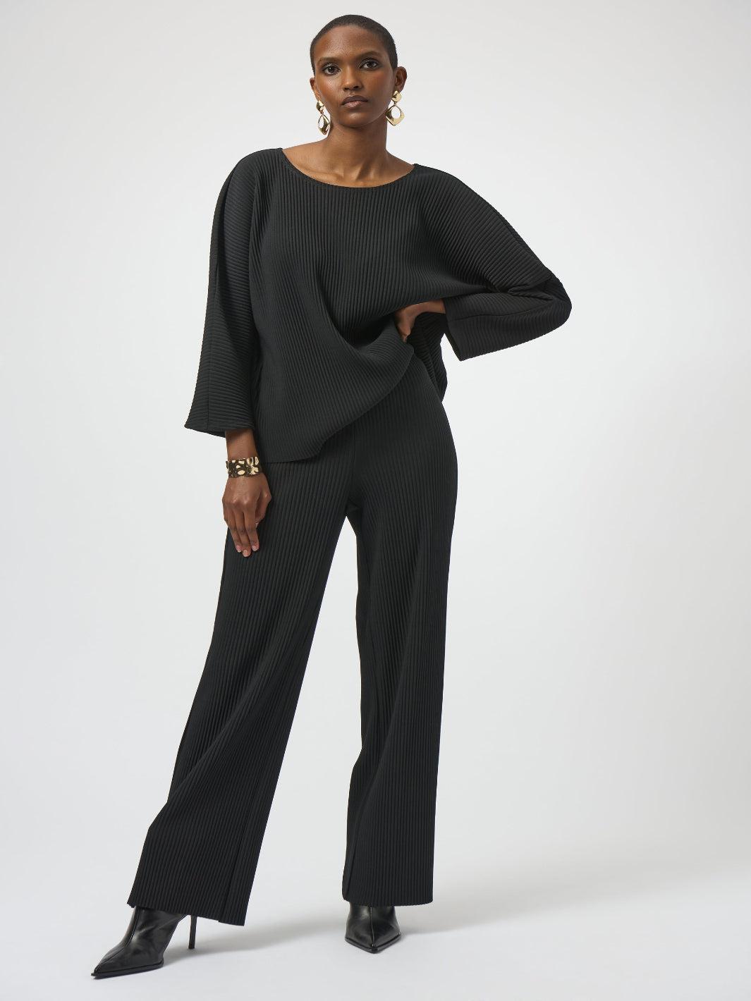 Joseph Ribkoff Relaxed Pleated Trousers In Black 254006-Nicola Ross