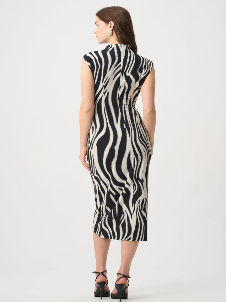 Joseph Ribkoff Ruched Midi Dress Black 264051-Nicola Ross