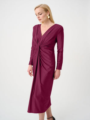Joseph Ribkoff Ruched Midi Dress In Berry Burst 253714F26-Nicola Ross