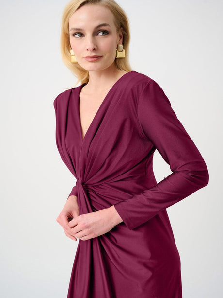 Joseph Ribkoff Ruched Midi Dress In Berry Burst 253714F26-Nicola Ross
