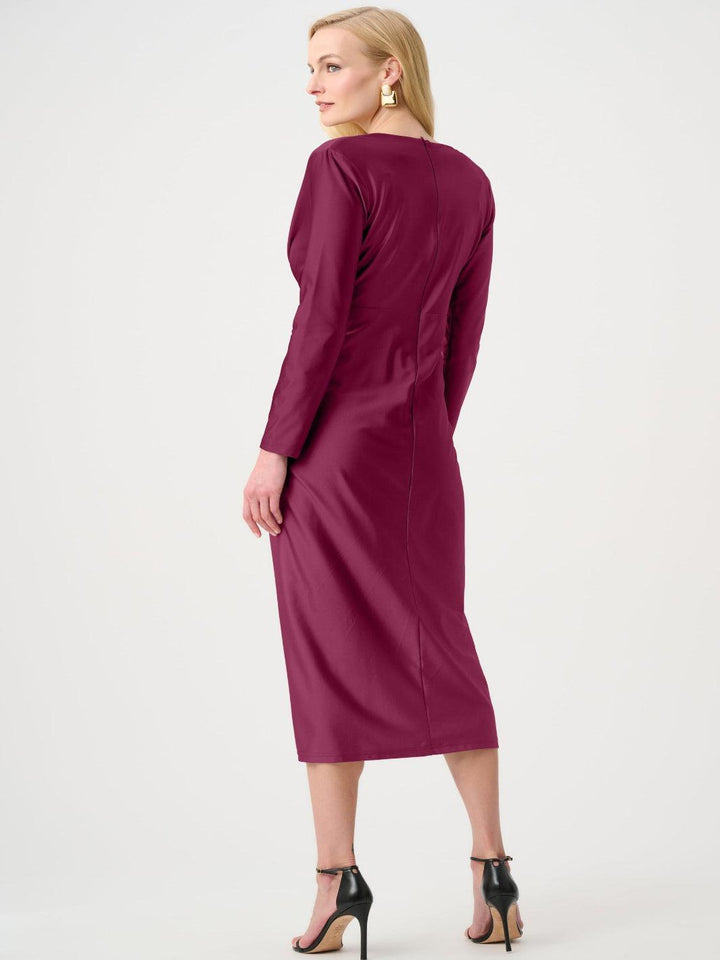 Joseph Ribkoff Ruched Midi Dress In Berry Burst 253714F26-Nicola Ross
