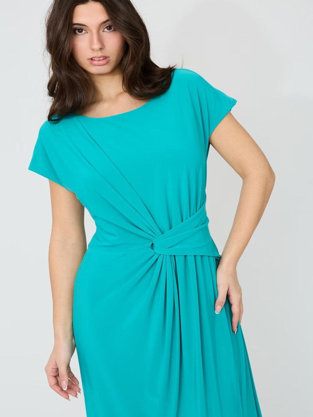Joseph Ribkoff Ruched Midi Dress In Oceanic 261146-Nicola Ross