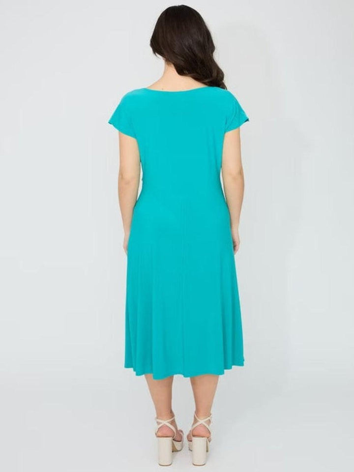 Joseph Ribkoff Ruched Midi Dress In Oceanic 261146-Nicola Ross