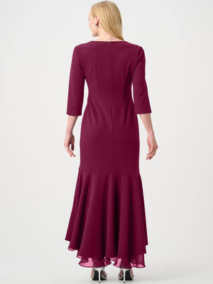 Joseph Ribkoff Ruffle Midi Dress In Berry Burst 263741-Nicola Ross