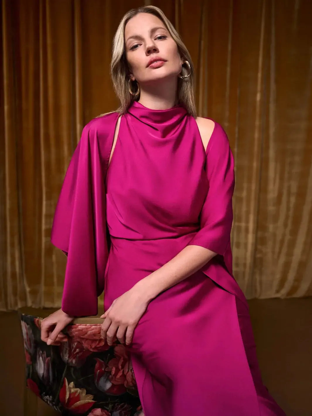 Joseph Ribkoff Satin Cover Up In Deep Magenta 264731-Nicola Ross