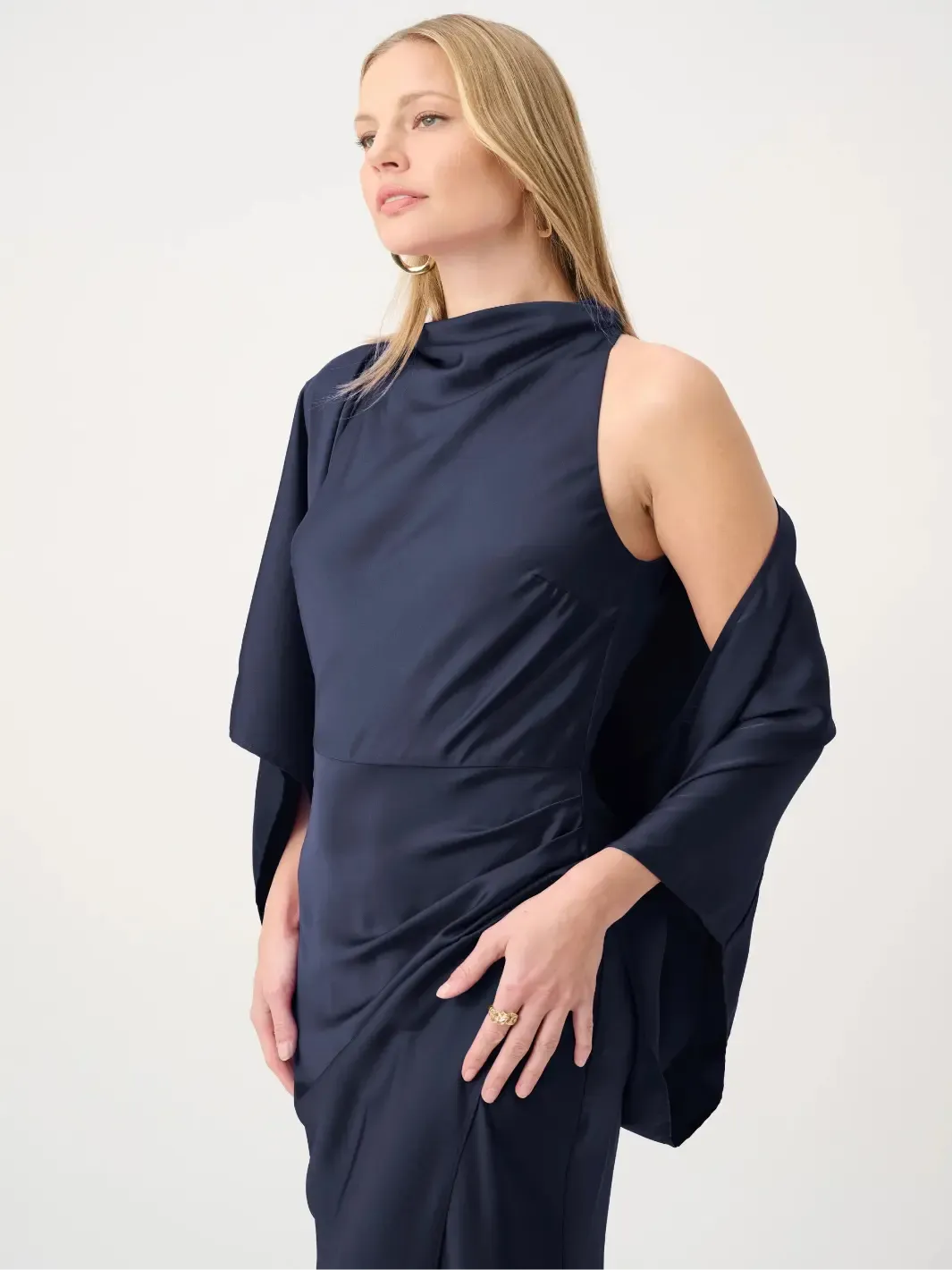 Joseph Ribkoff Satin Cover Up In Midnight Blue 264731-Nicola Ross