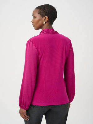 Joseph Ribkoff Satin Faux-Wrap Top In Magenta 264026-Nicola Ross