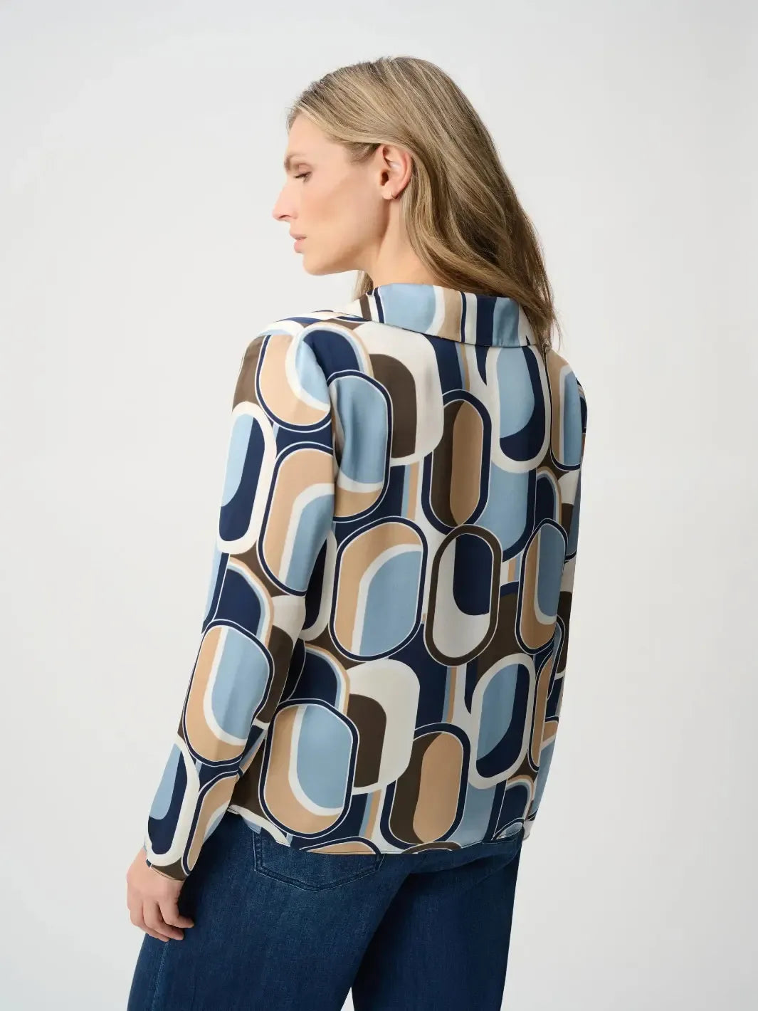 Joseph Ribkoff Satin Geometric Top In Off-White/Multi 263071-Nicola Ross