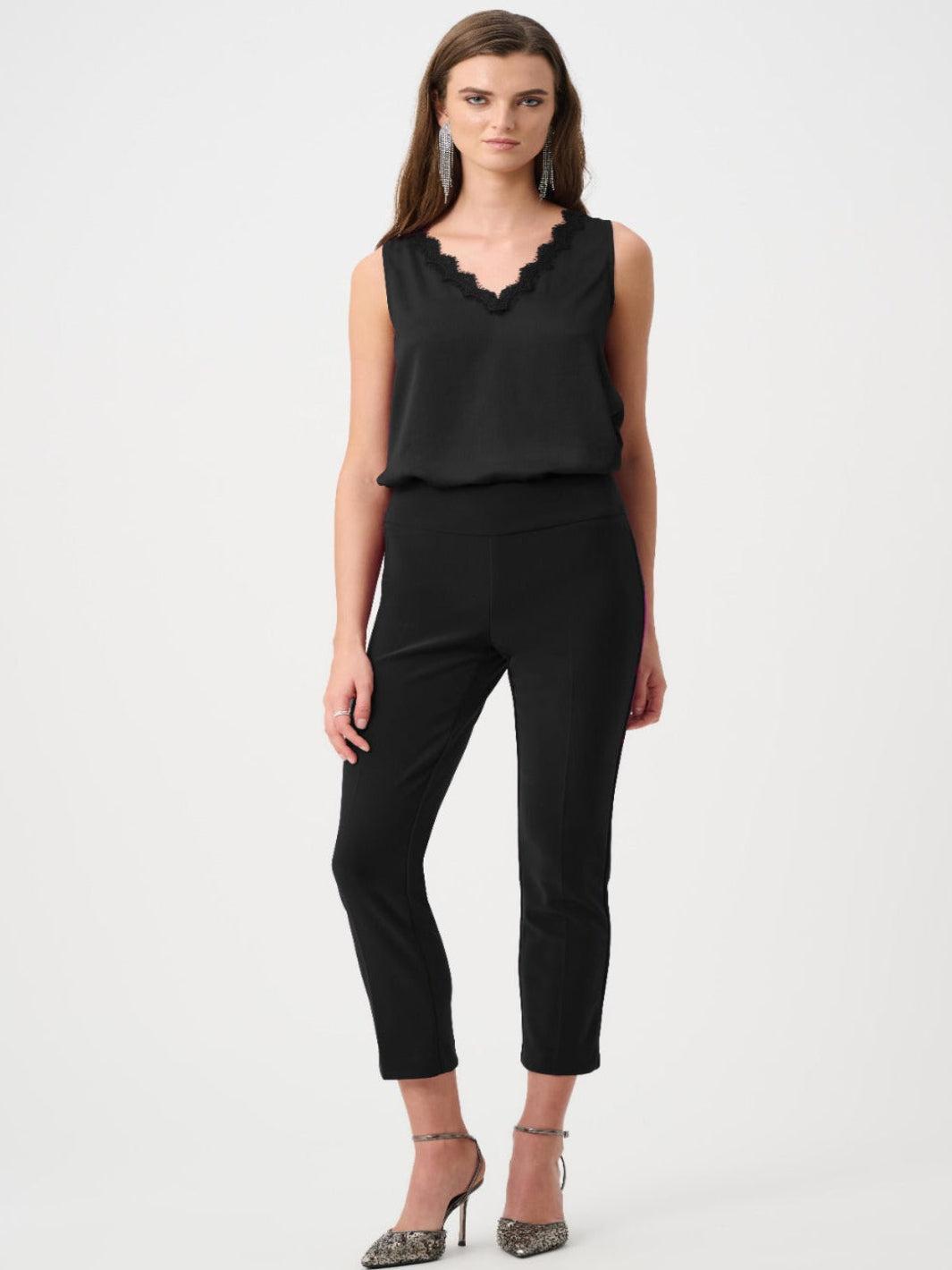 Joseph Ribkoff Satin Lace Top In Black 263235-Nicola Ross