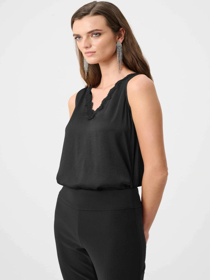 Joseph Ribkoff Satin Lace Top In Black 263235-Nicola Ross