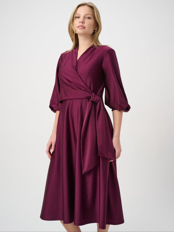 Joseph Ribkoff Satin Midi Dress In Elderberry 264070-Nicola Ross