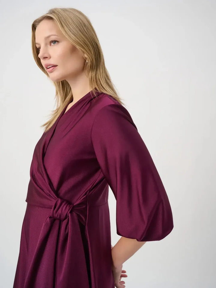 Joseph Ribkoff Satin Midi Dress In Elderberry 264070-Nicola Ross