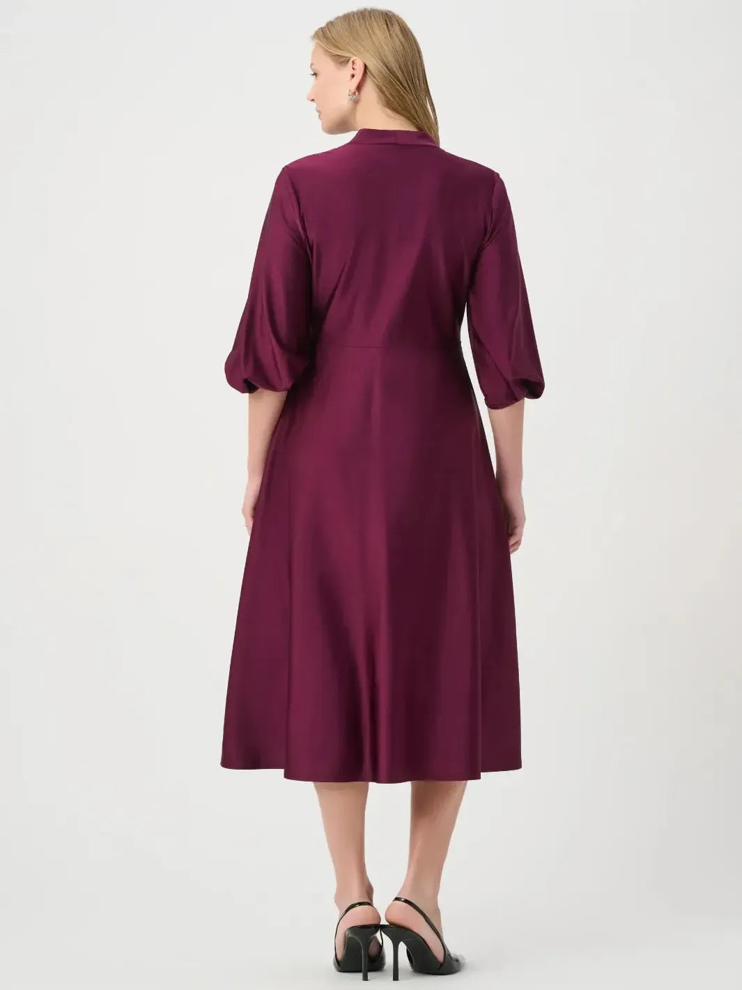 Joseph Ribkoff Satin Midi Dress In Elderberry 264070-Nicola Ross