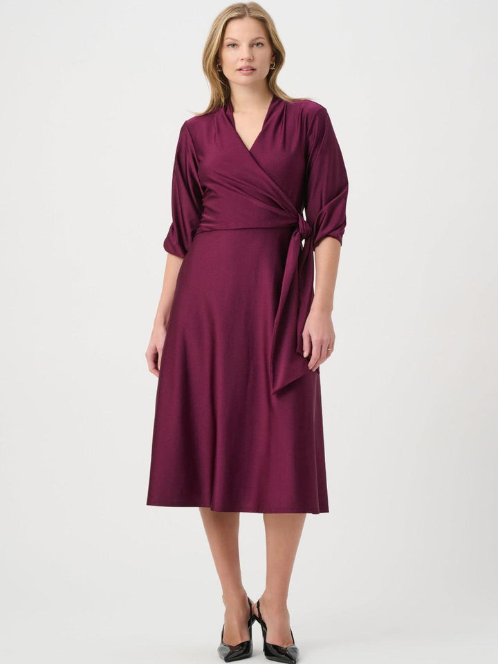 Joseph Ribkoff Satin Midi Dress In Elderberry 264070-Nicola Ross