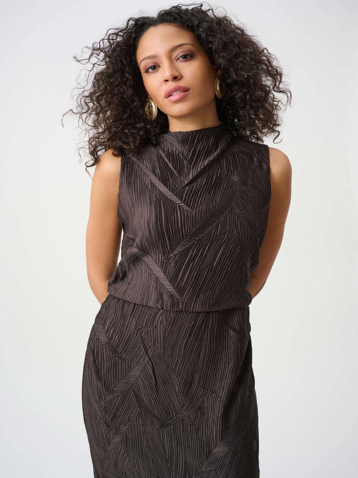 Joseph Ribkoff Satin Midi Dress In Mocha 263147-Nicola Ross