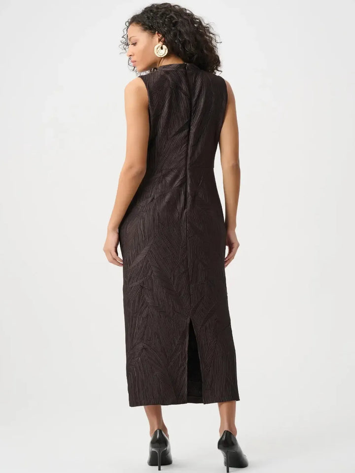 Joseph Ribkoff Satin Midi Dress In Mocha 263147-Nicola Ross