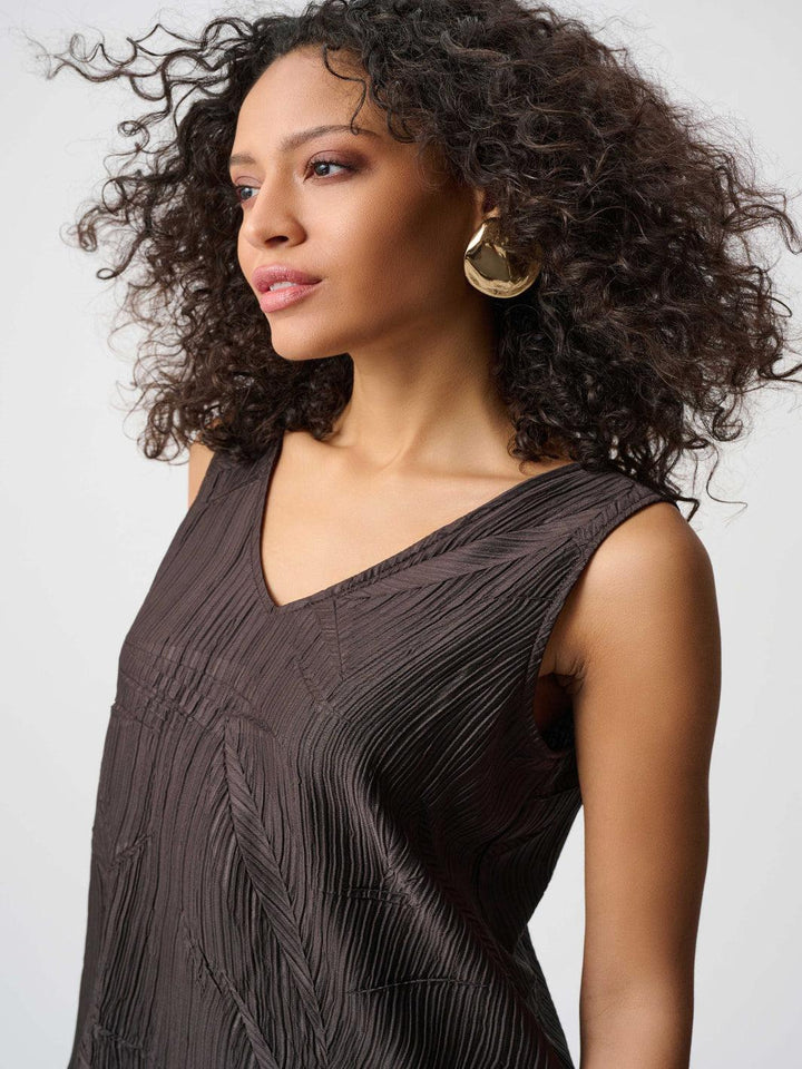 Joseph Ribkoff Satin V-Neck Top In Mocha 263051-Nicola Ross