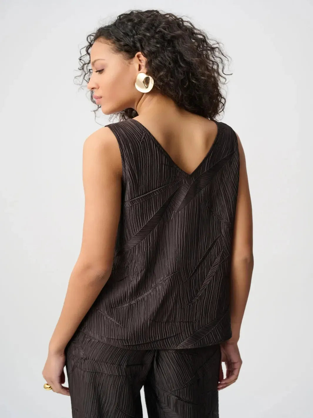 Joseph Ribkoff Satin V-Neck Top In Mocha 263051-Nicola Ross
