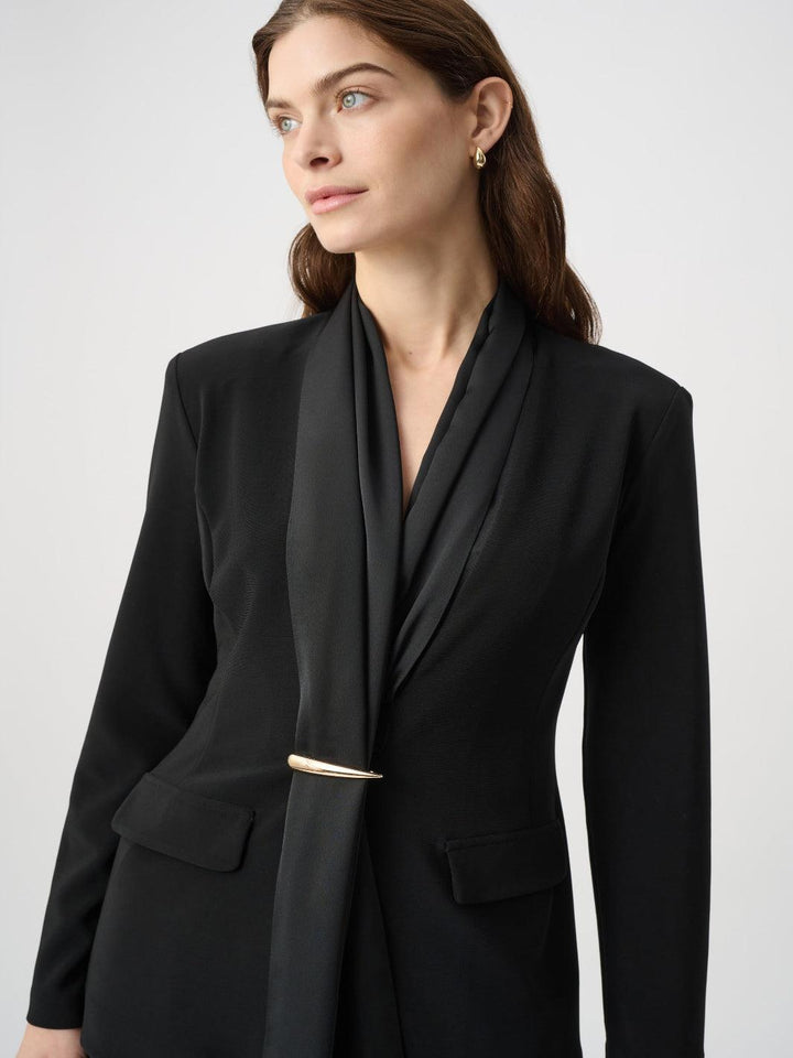 Joseph Ribkoff Scarf Collar Blazer In Black 264092-Nicola Ross