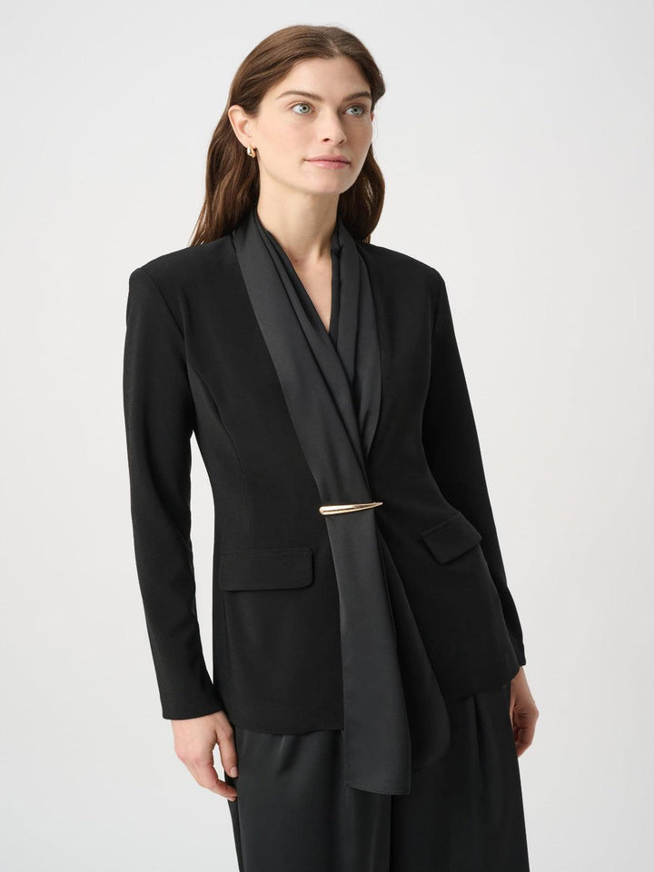 Joseph Ribkoff Scarf Collar Blazer In Black 264092-Nicola Ross