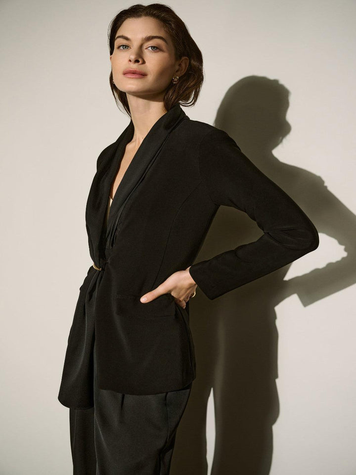 Joseph Ribkoff Scarf Collar Blazer In Black 264092-Nicola Ross