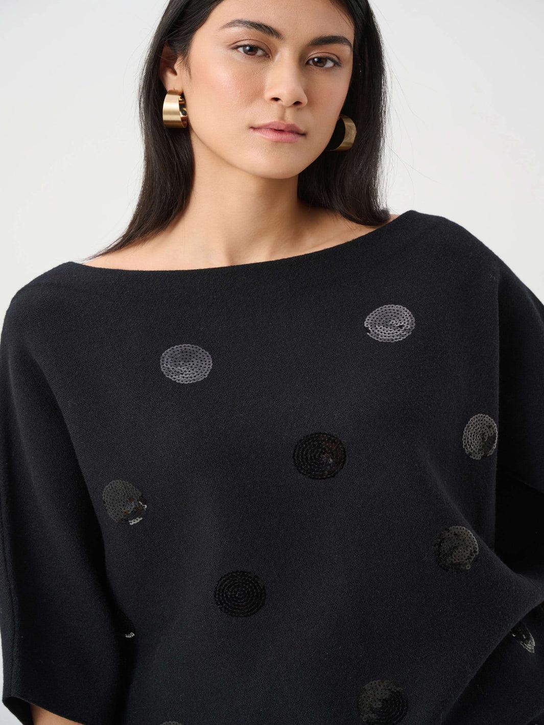 Joseph Ribkoff Sequin Dot Knit In Black 263942-Nicola Ross