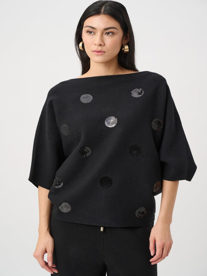 Joseph Ribkoff Sequin Dot Knit In Black 263942-Nicola Ross