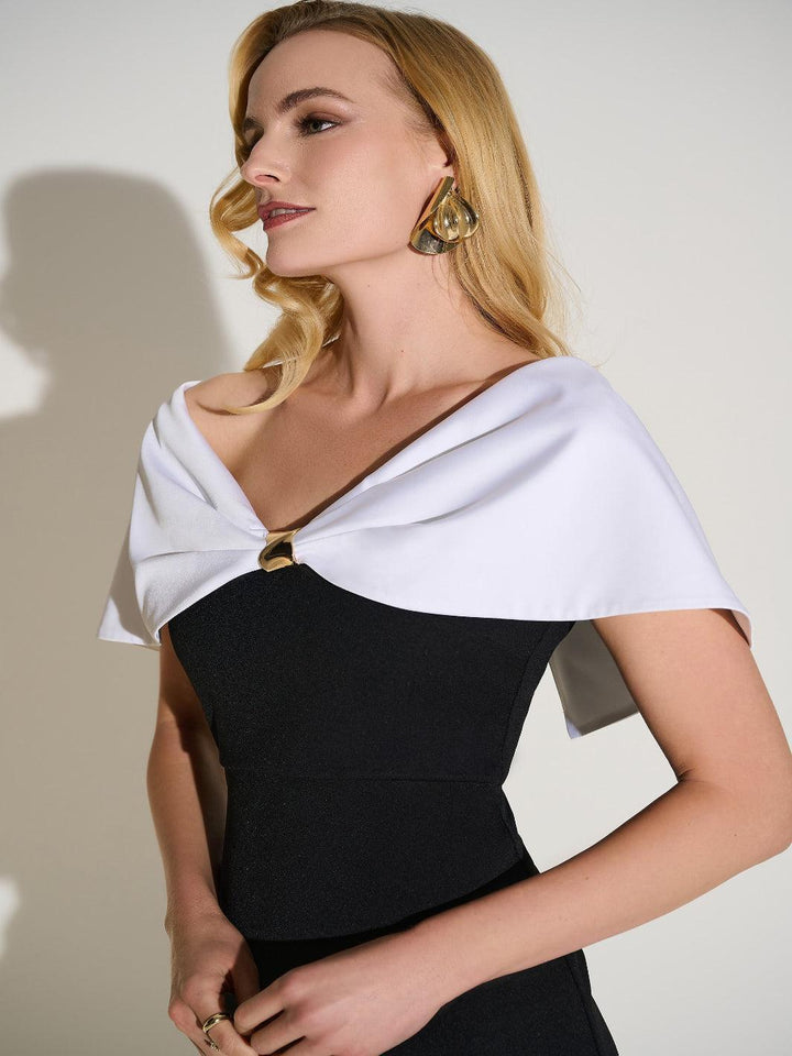 Joseph Ribkoff Sheath Knee-length Dress In Black/Vanilla 253768-Nicola Ross