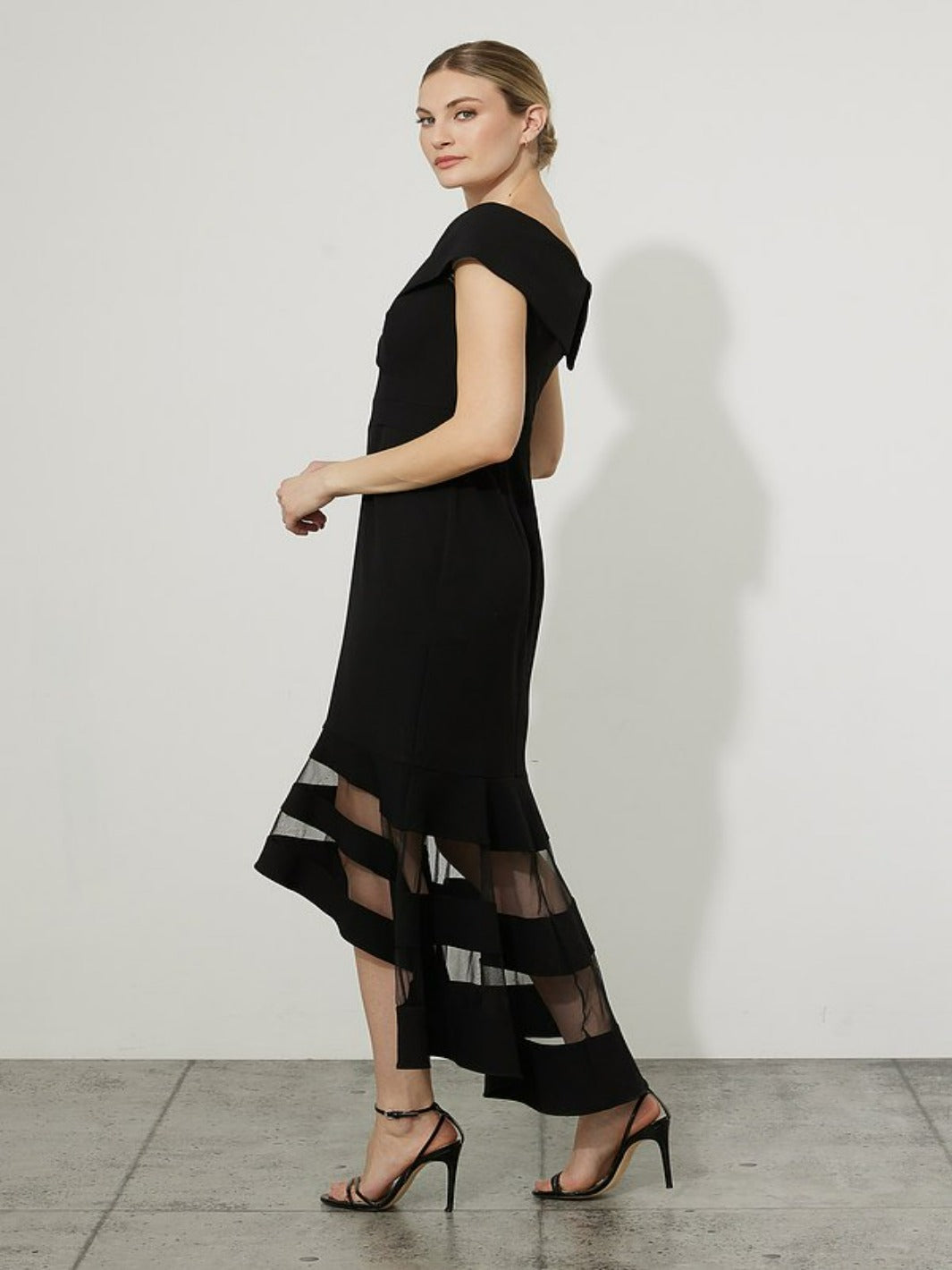 Joseph Ribkoff - Sheer Panel Maxi Dress in Black 223743-Nicola Ross