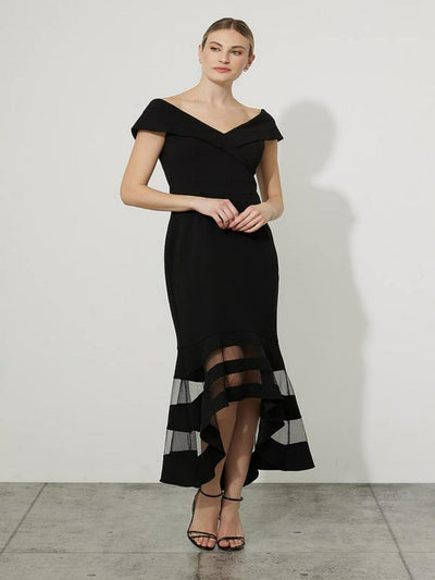 Joseph Ribkoff - Sheer Panel Maxi Dress in Black 223743-Nicola Ross