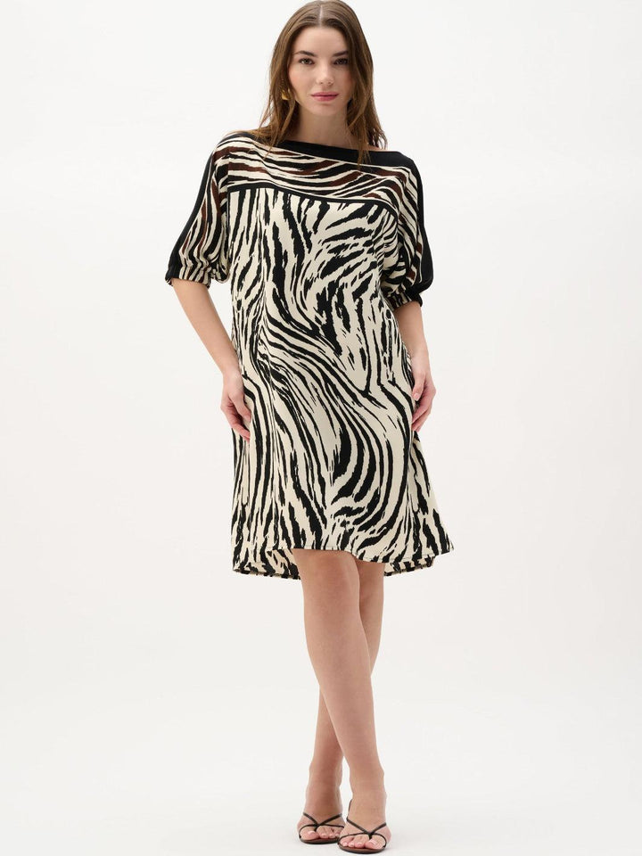 Joseph Ribkoff Shift Dress In Beige/Multi 262229-Nicola Ross