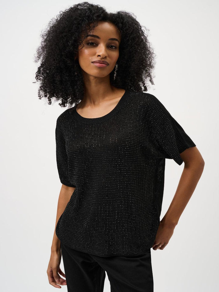 Joseph Ribkoff Shimmer Knit Top In Black 263900CO-Nicola Ross