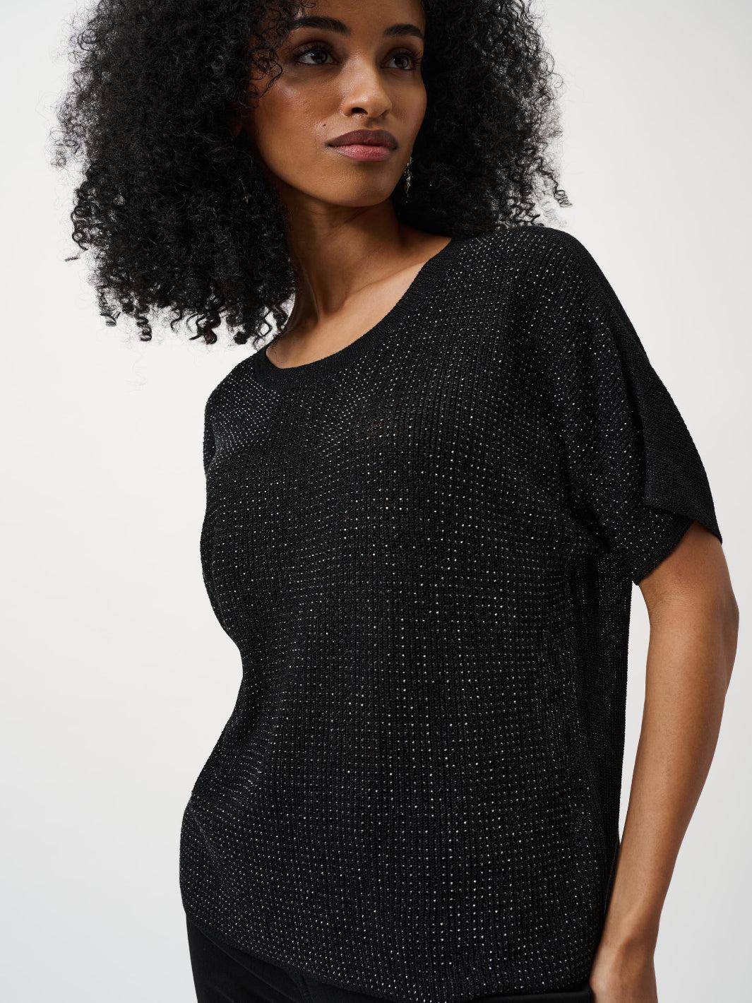Joseph Ribkoff Shimmer Knit Top In Black 263900CO-Nicola Ross