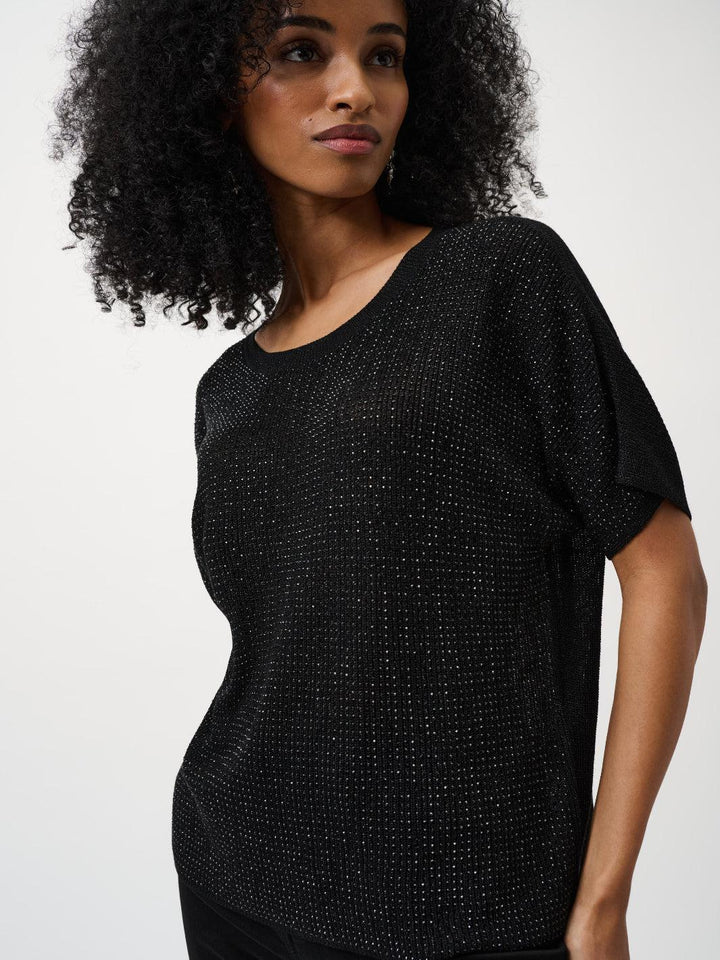 Joseph Ribkoff Shimmer Knit Top In Black 263900CO-Nicola Ross