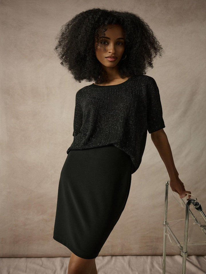 Joseph Ribkoff Shimmer Knit Top In Black 263900CO-Nicola Ross