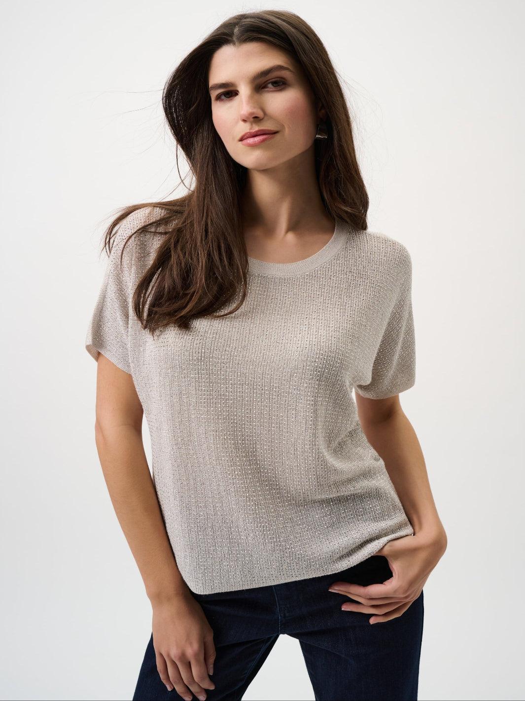 Joseph Ribkoff Shimmer Knit Top In Moonstone 263900CO-Nicola Ross
