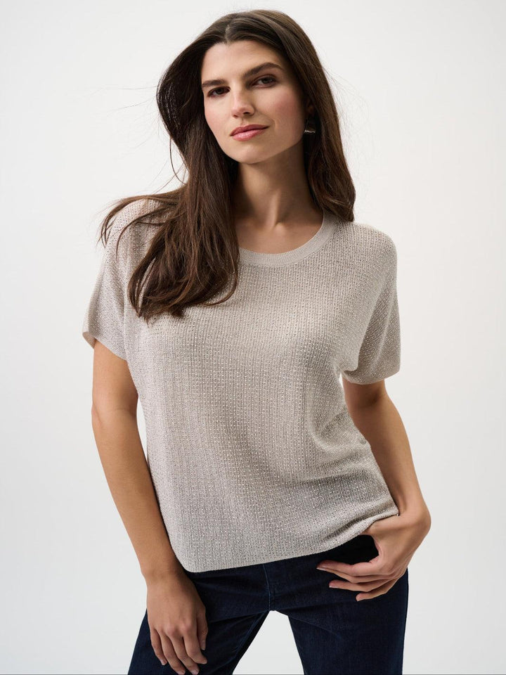 Joseph Ribkoff Shimmer Knit Top In Moonstone 263900CO-Nicola Ross