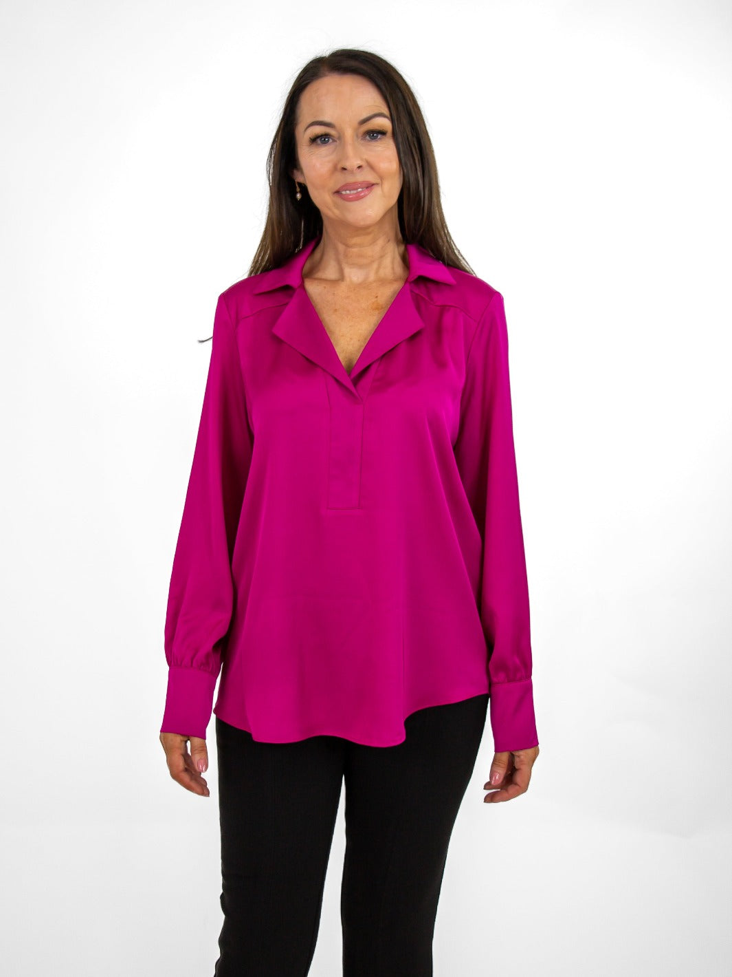 Joseph Ribkoff Silky Pull On Blouse In Pink 233135-Nicola Ross