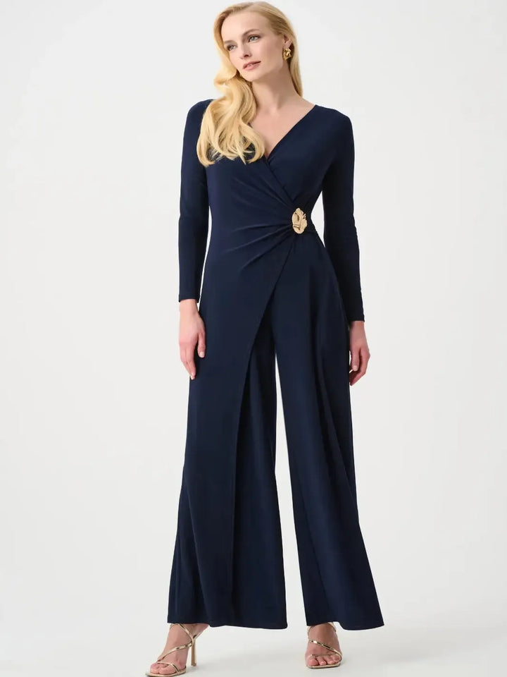 Joseph Ribkoff Silky Wide Leg Jumpsuit In Midnight Blue 263763-Nicola Ross