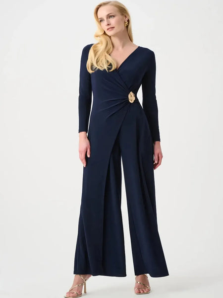 Joseph Ribkoff Silky Wide Leg Jumpsuit In Midnight Blue 263763