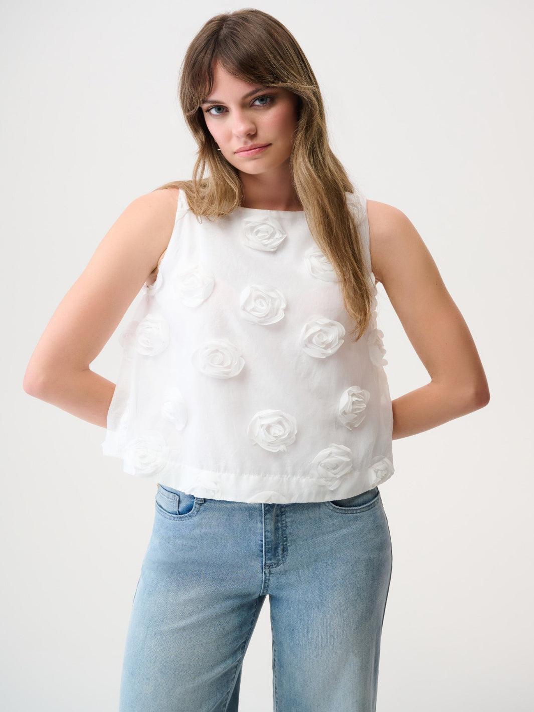 Joseph Ribkoff Sleeveless 3D Top In Off White 261220-Nicola Ross