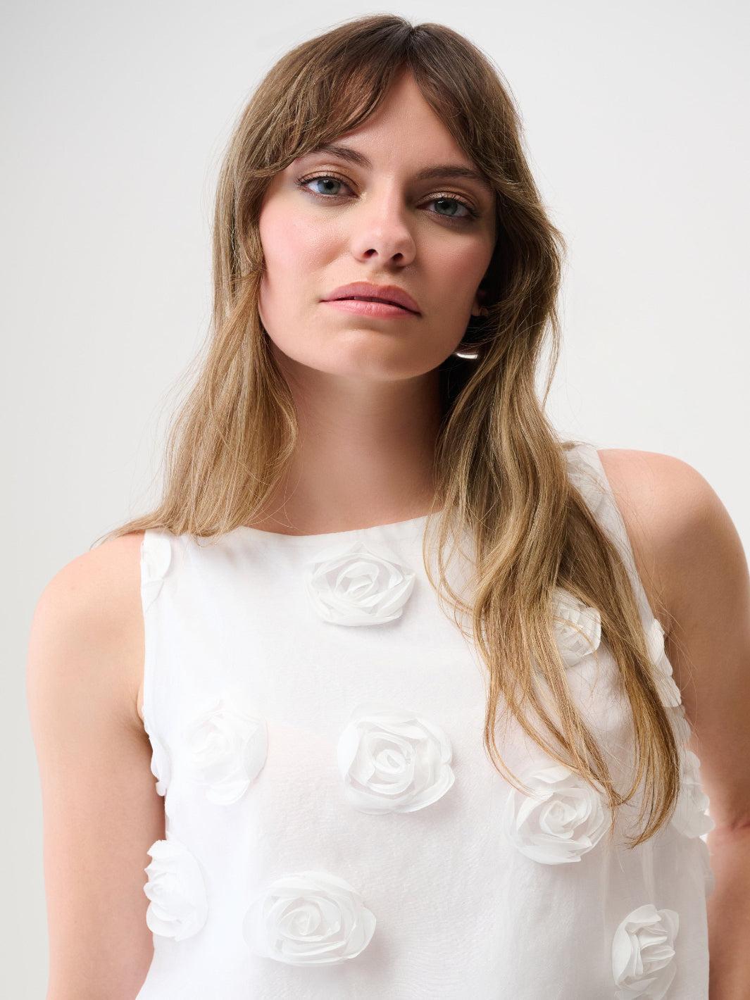 Joseph Ribkoff Sleeveless 3D Top In Off White 261220-Nicola Ross