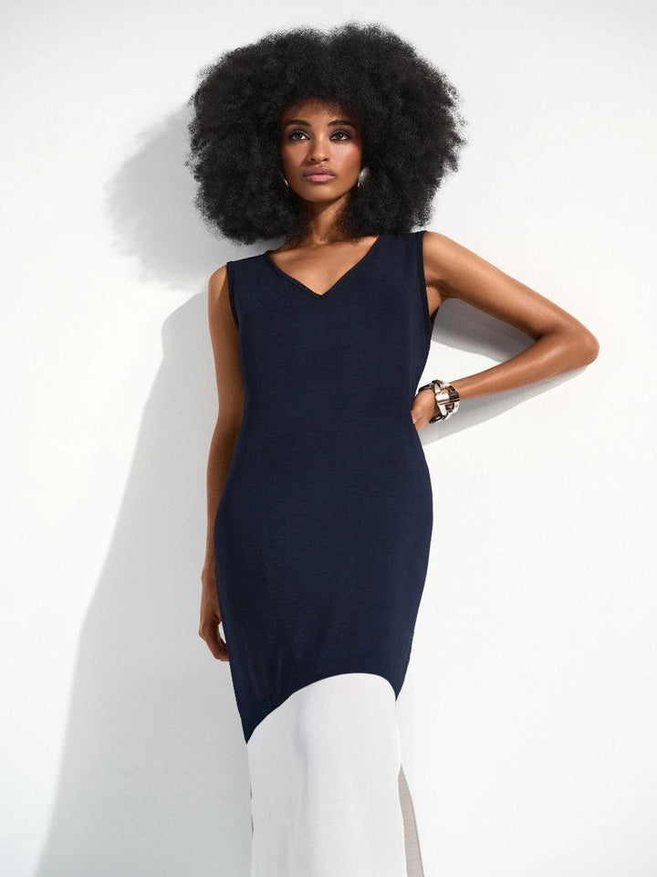 Joseph Ribkoff Sleeveless Midi Dress In Midnight Blue/Vanilla 252030-Nicola Ross
