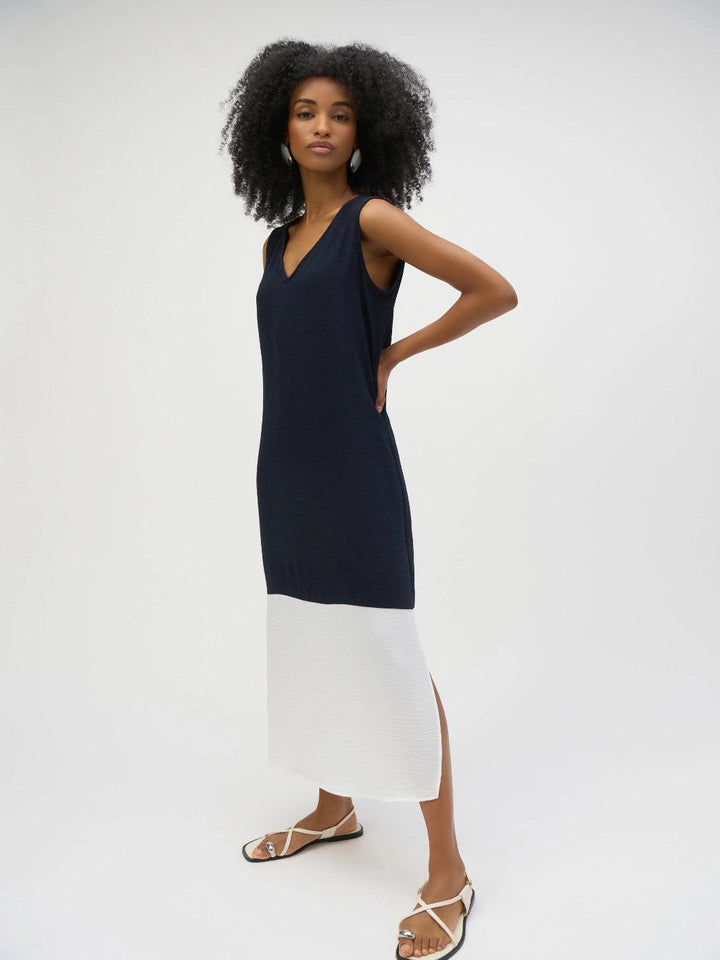 Joseph Ribkoff Sleeveless Midi Dress In Midnight Blue/Vanilla 252030-Nicola Ross