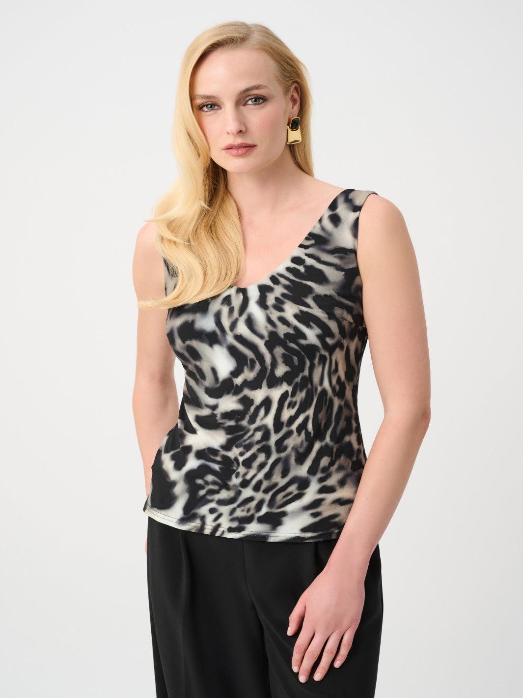Joseph Ribkoff Sleeveless Print Top In Grey/Multi 263762-Nicola Ross