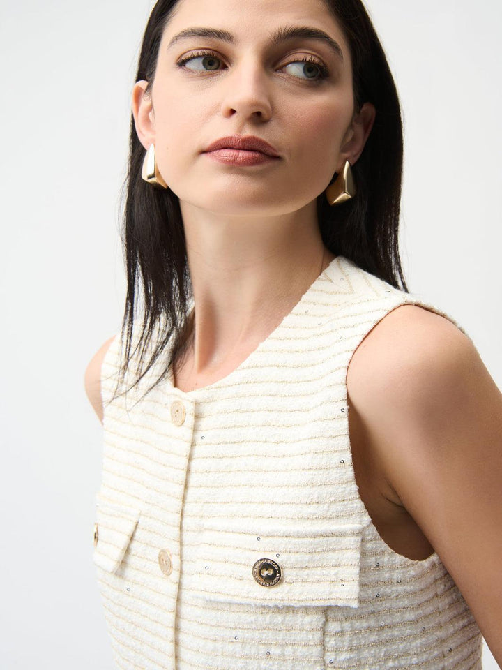 Joseph Ribkoff Sleeveless Top In Off White/Gold 261113-Nicola Ross