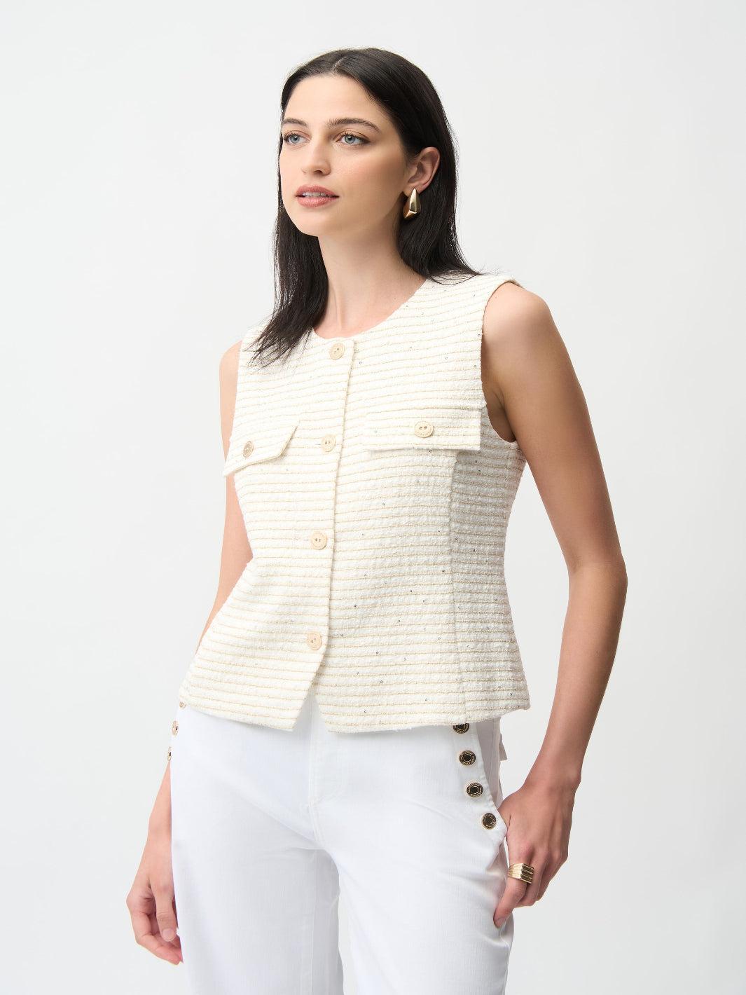 Joseph Ribkoff Sleeveless Top In Off White/Gold 261113-Nicola Ross